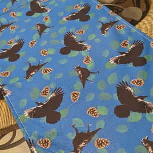 Caminho De Mesa Pequeno Floresta Raven Birds & Pine Cones Folha Azul