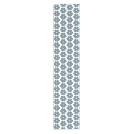 Caminho De Mesa Pequeno Flower Shape Plaid Blue Gray Table Runner