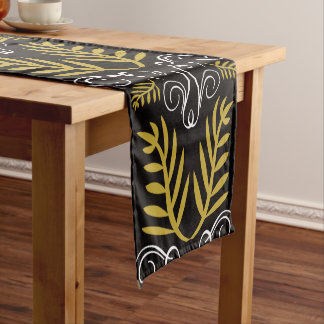 Caminho De Mesa Pequeno Folhagem Festiva Arte Dourada Deco Feriado Quântic