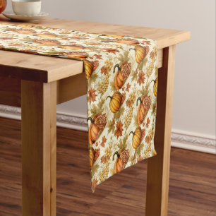 Caminho De Mesa Pequeno Folhas de outono, Abóboras e Uvas