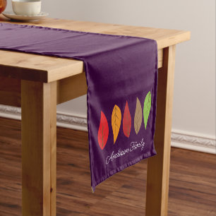 Caminho De Mesa Pequeno Folhas de Outono de Cores Vibrantes Adicionam Nome