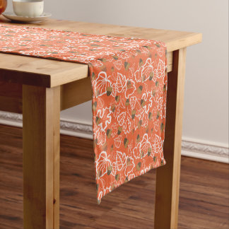 Caminho De Mesa Pequeno Folhas de Outono Espalhadas Amêndoas Laranja