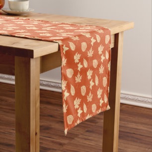 Caminho De Mesa Pequeno Folhas de outono - laranja-mandarina