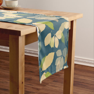 Caminho De Mesa Pequeno Folhas de Outono Modernas com Fundo Azul Turquesa