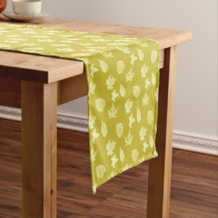 Caminho De Mesa Pequeno Folhas de outono - mostarda e amarelo claro