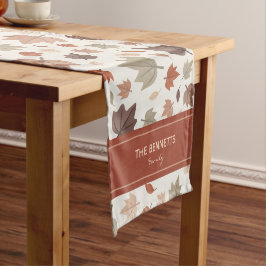 Caminho De Mesa Pequeno Folhas de Outono Personalizadas com Nome da Famíli