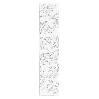 Caminho De Mesa Pequeno Folhas Negras e Brancas Modernas