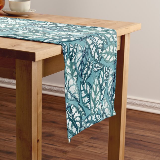 Caminho De Mesa Pequeno Folhas Tropicais de Teto Azul (No Local)