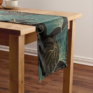 Caminho De Mesa Pequeno Folhas verdes ouros