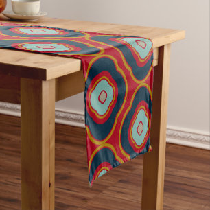 Caminho De Mesa Pequeno Formas de Vintagem Clássica Vermelha Padrão e Azul