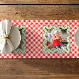 Caminho De Mesa Pequeno Fotografia Xadrez Vermelho Natal Decoração de Féri
