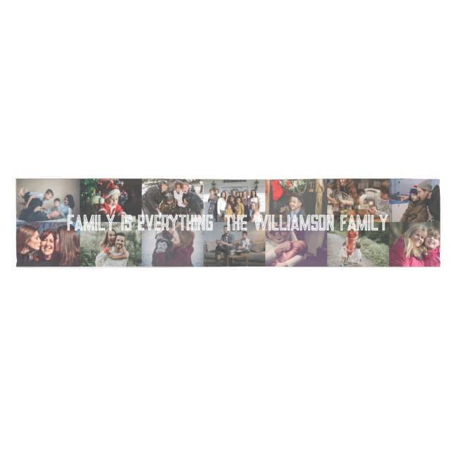 Caminho De Mesa Pequeno Fotos personalizadas Nome da família de colagem de (Horizontal)