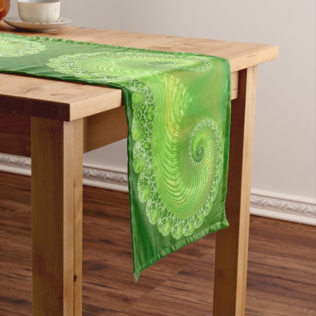 Caminho De Mesa Pequeno Fractal Espiral Verde Moderno (No Local)