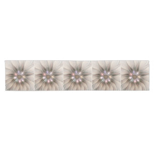 Caminho De Mesa Pequeno Fractal floral bege de Brown do abstrato alegre da