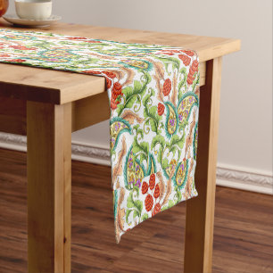 Caminho De Mesa Pequeno Frambuesas Vermelhas Paisley  