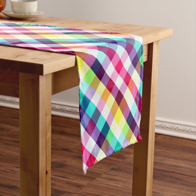 Caminho De Mesa Pequeno Funky Rainbow Xadrez Runner Small Mesa (No Local)