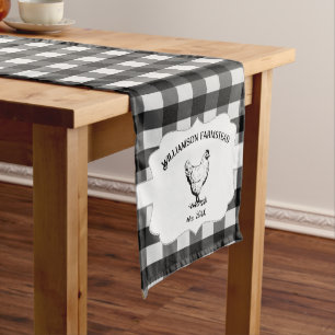 Caminho De Mesa Pequeno Galinha Xadrez de Buffalo Negra