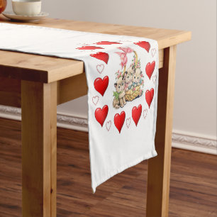 Caminho De Mesa Pequeno Gatinho dos namorados do corredor do Tablecloth