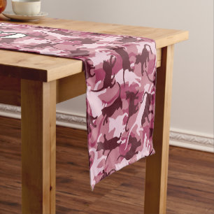 Caminho De Mesa Pequeno Gatos Camuflagem Rosa