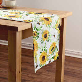 Caminho De Mesa Pequeno Girassóis e abelhas