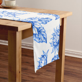 Caminho De Mesa Pequeno Girassóis Elegantes Toile du Jouy – Botânico Azul