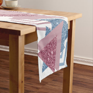 Caminho De Mesa Pequeno Girly 90s Memphis Mauve cor-de-rosa Abstrato azu
