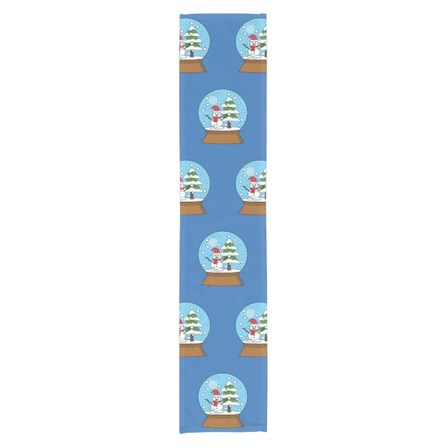 Caminho De Mesa Pequeno Globo de Neve com Snowman e Pine Tree (Frente)