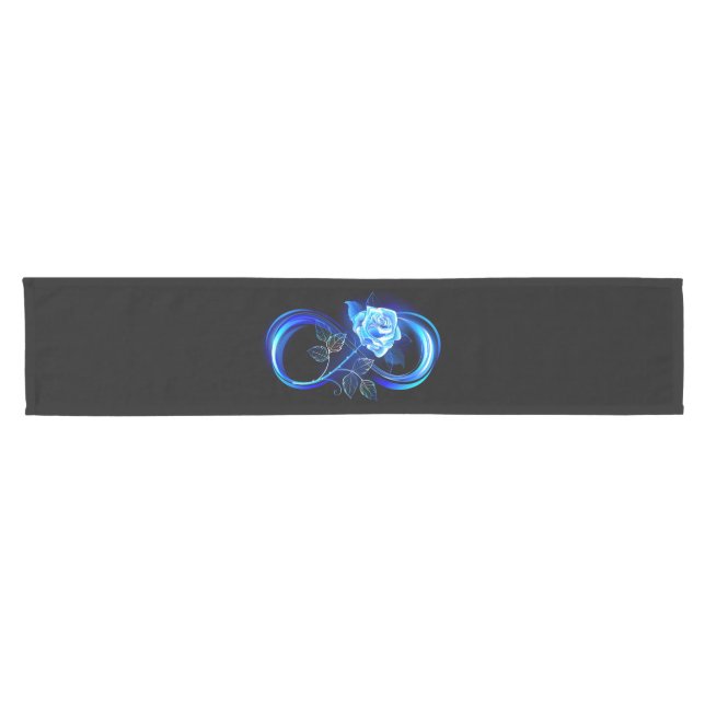 Caminho De Mesa Pequeno Glowing infinity with blue rose (Horizontal)