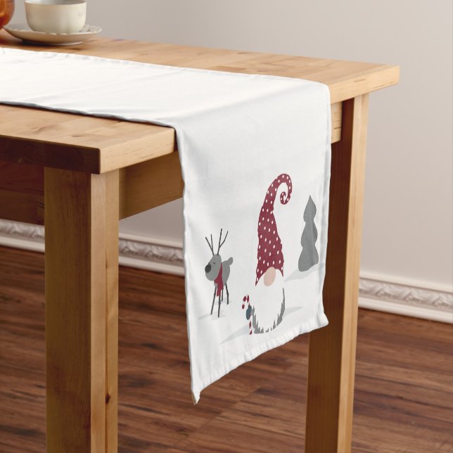 Caminho De Mesa Pequeno Gnome e Reindeer - design do tomate escandinavo (No Local)