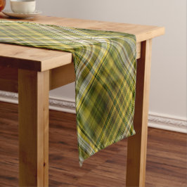 Caminho De Mesa Pequeno Goldenrod e Disias Xadrez Amarela e Verde