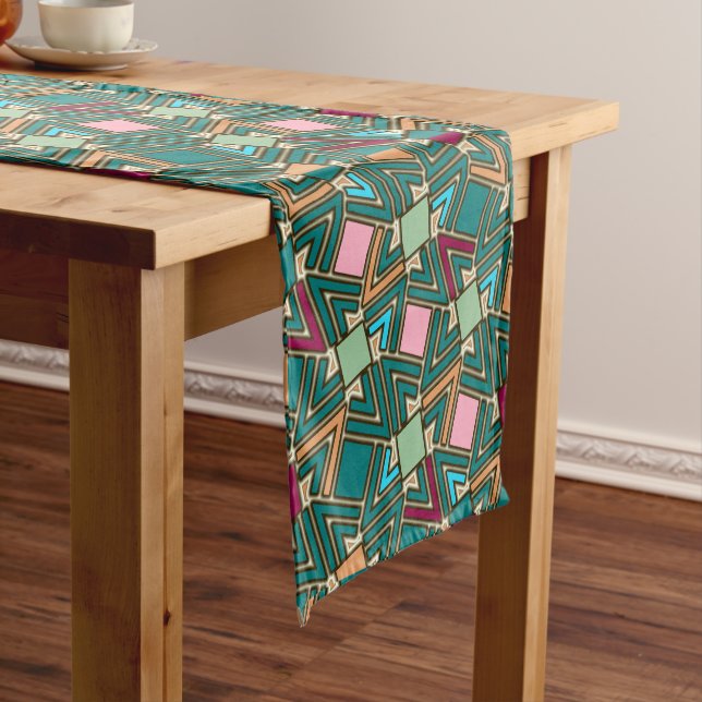 Caminho De Mesa Pequeno Graffiti Explosion Modern Geometric Pattern  (No Local)