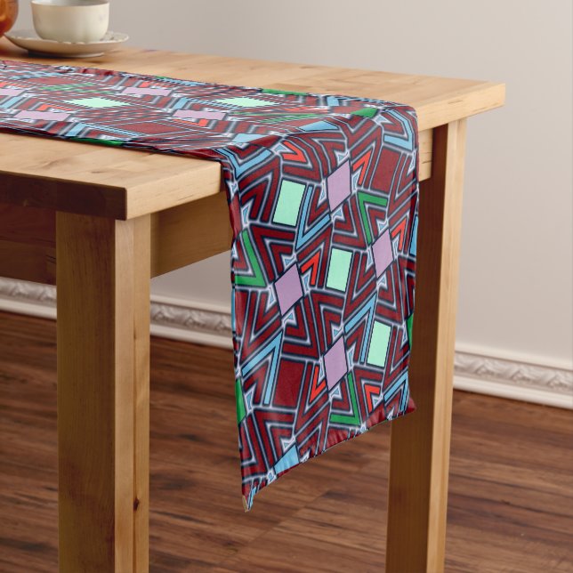 Caminho De Mesa Pequeno Graffiti Explosion Modern Geometric Pattern  (No Local)