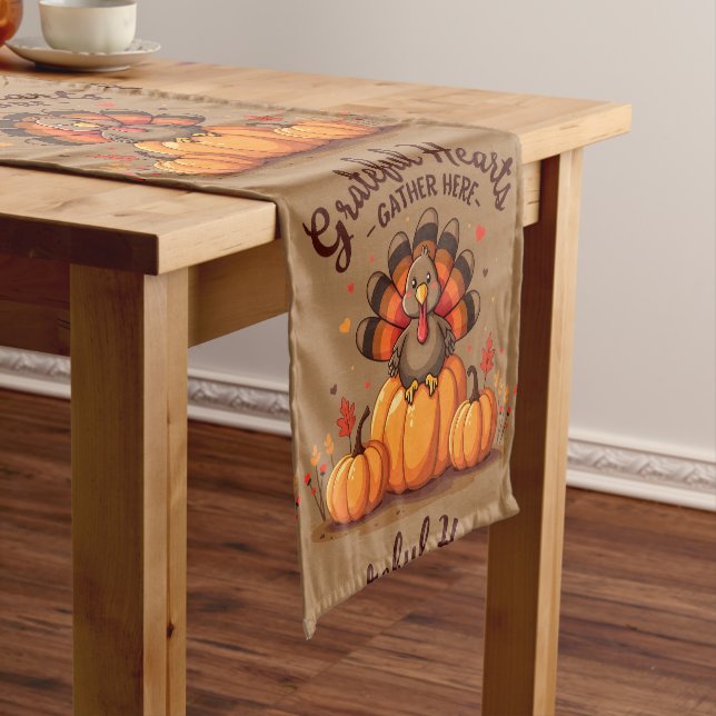 Caminho De Mesa Pequeno Grateful Hearts Thanksgiving Turkey (No Local)