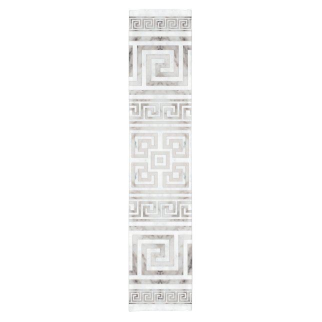 Caminho De Mesa Pequeno Greek Meander - Greek Key White Marble textures (Frente)