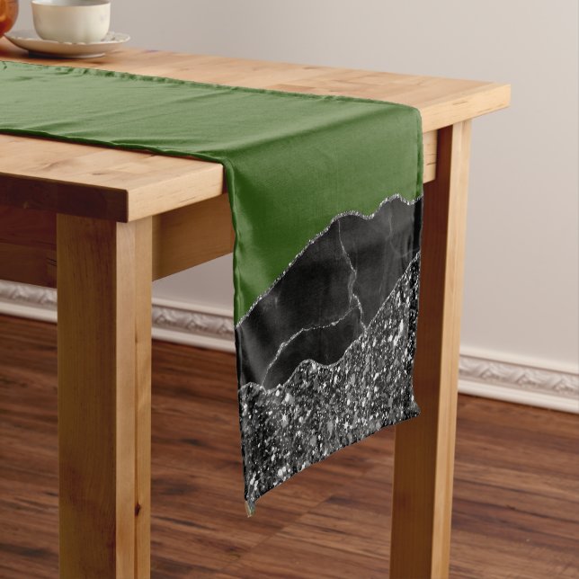 Caminho De Mesa Pequeno GREEN BLACK MARBLE AGATE Mesa Runner (No Local)