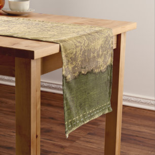 Caminho De Mesa Pequeno Green Cream Grunge