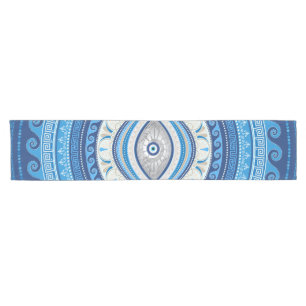 Caminho De Mesa Pequeno Grego Mati Mataki - ornamento grego do olho mau