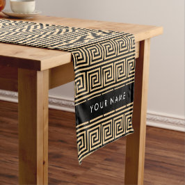 Caminho De Mesa Pequeno Grego Meander Key Brown, Seu Nome Personalizar
