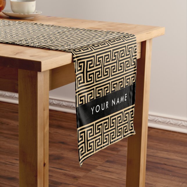 Caminho De Mesa Pequeno Grego Meander Key H Brown, Seu Nome Personalizar (No Local)