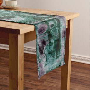Caminho De Mesa Pequeno Grunge de Grafite pintado Moody Plum Purple Gree