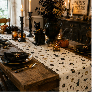 Caminho De Mesa Pequeno Halloween Bistrô Parisiense Mosaico Vintage Gótico