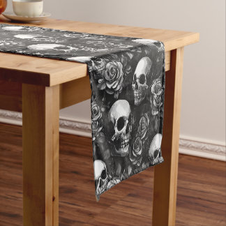 Caminho De Mesa Pequeno Halloween Preto De Cascas E Rosas
