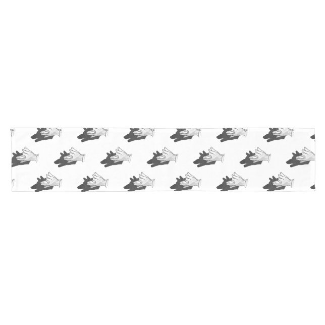 Caminho De Mesa Pequeno Hand Silhouette Wolf (Horizontal)