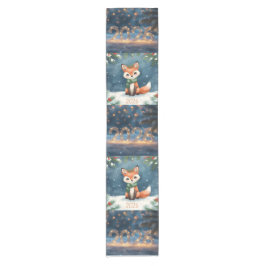 Caminho De Mesa Pequeno happy new year 2026 cute winter fox holiday