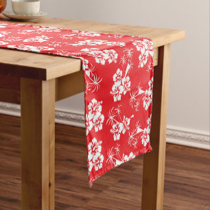 Caminho De Mesa Pequeno Hibisco Floral Trópicos Vermelhos