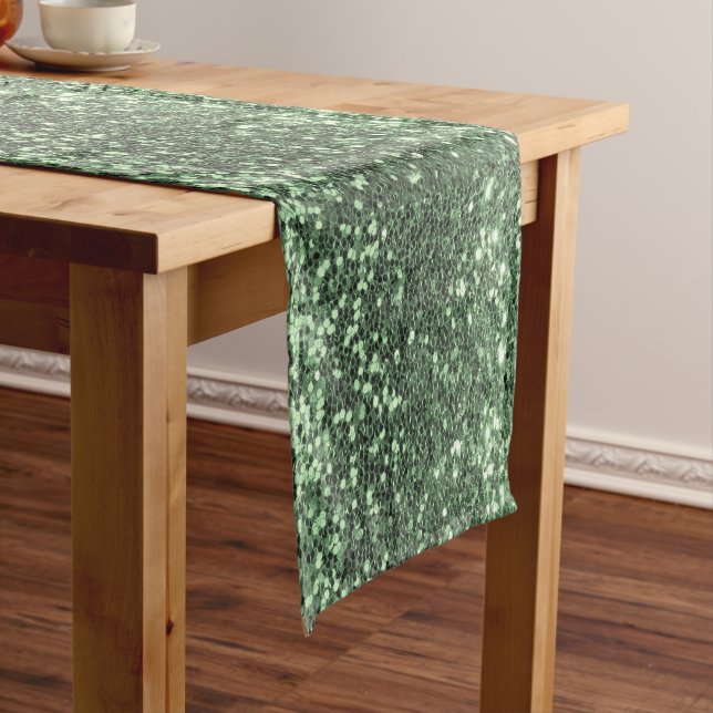 Caminho De Mesa Pequeno Holiday Glitter Green Bling Sparkly Chic (No Local)