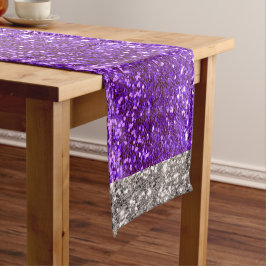 Caminho De Mesa Pequeno Holiday Glitter Purple Silver Bling Sparkly