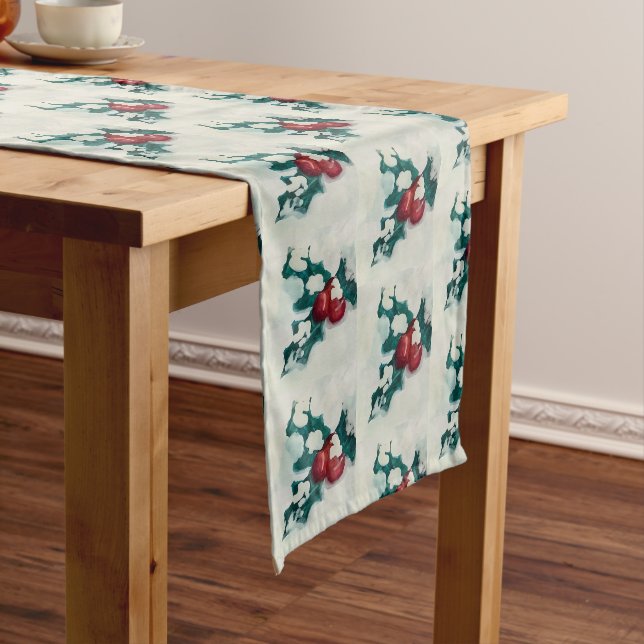 Caminho De Mesa Pequeno Holly na neve (No Local)