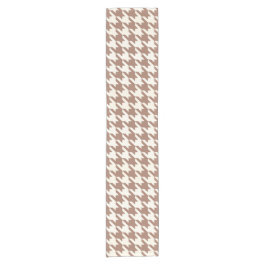 Caminho De Mesa Pequeno Houndstooth Pattern Mocha Mousse e White