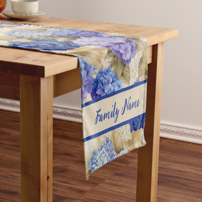 Caminho De Mesa Pequeno Hydrangea Pattern Short Mesa Runner (No Local)